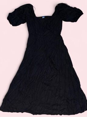 NWT Whimsygoth Black Puff-Sleeve Midi Dress